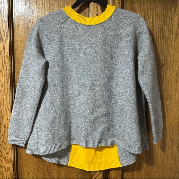 Boden Mollie Wool Cashmere Blend Sweater Color Block Gray and Yellow Sz M - Picture 5 of 12